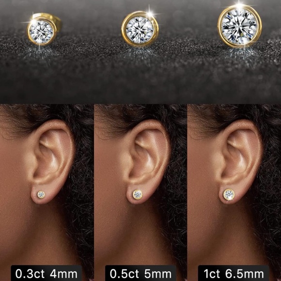 Bezel Vintage 18k 1 Cttw Round Diamond Earrings - Picture 10 of 16